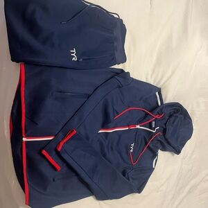 TYR Men's Performance Jacket in Navy with Red Highlights